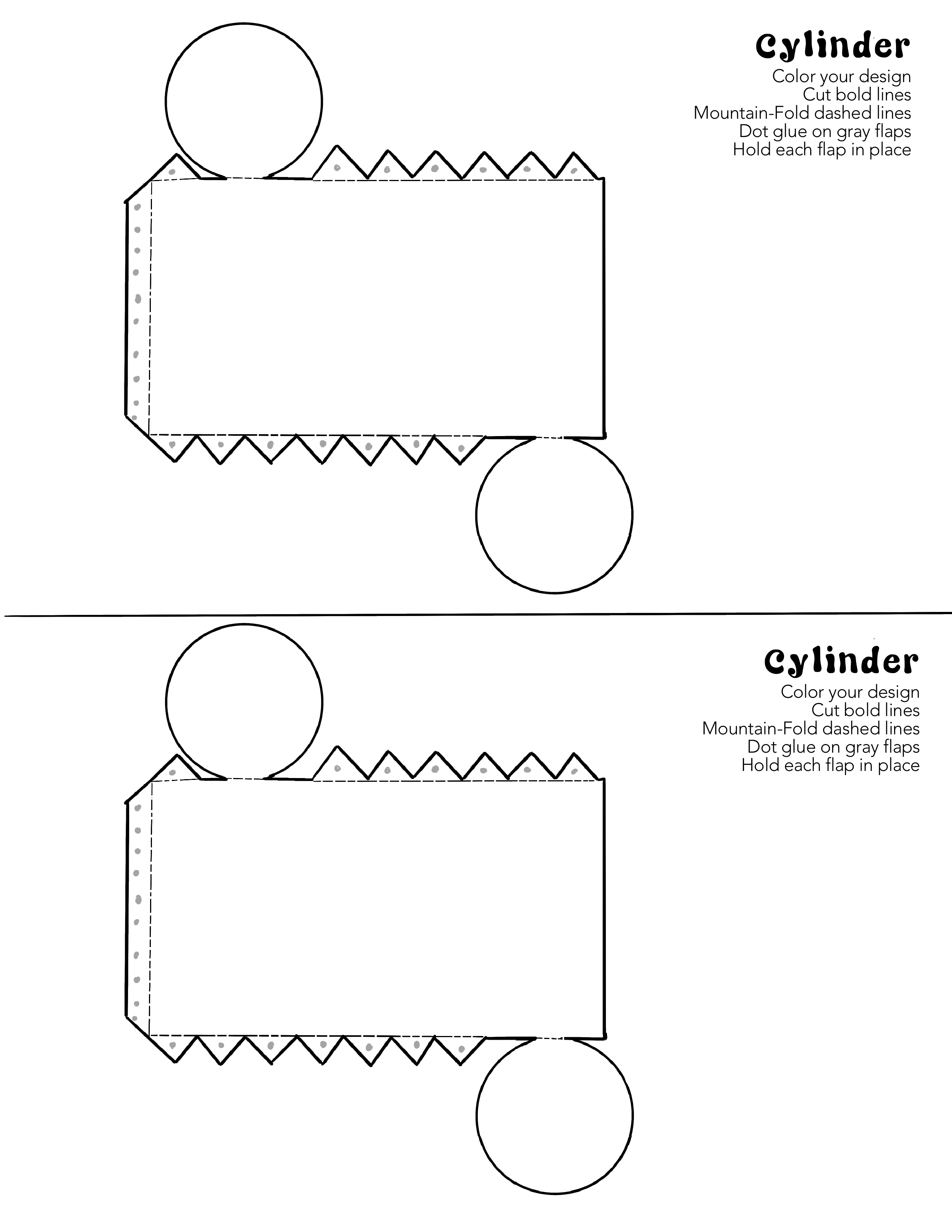 Paper sculpture cylinder template