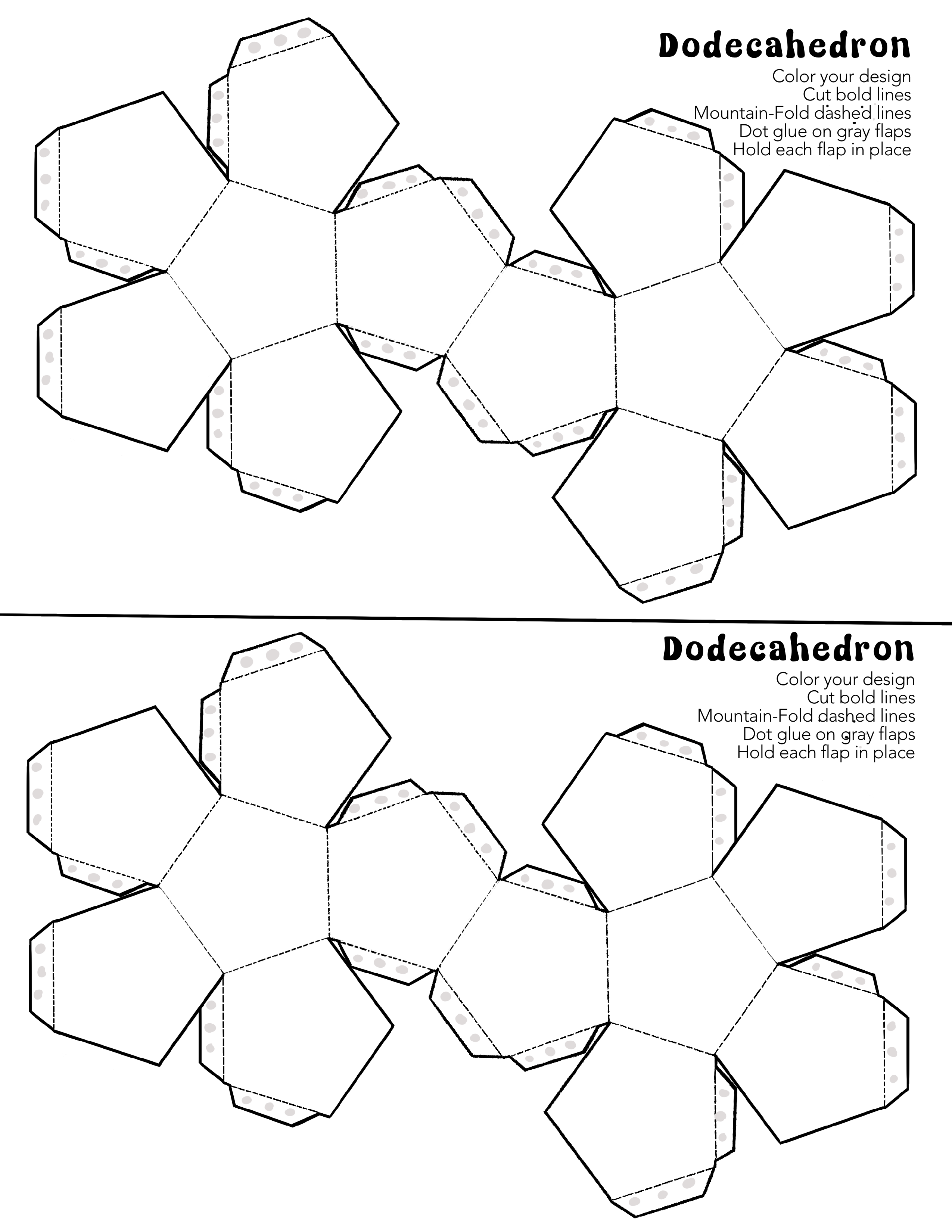 Paper sculpture dodecahedron template