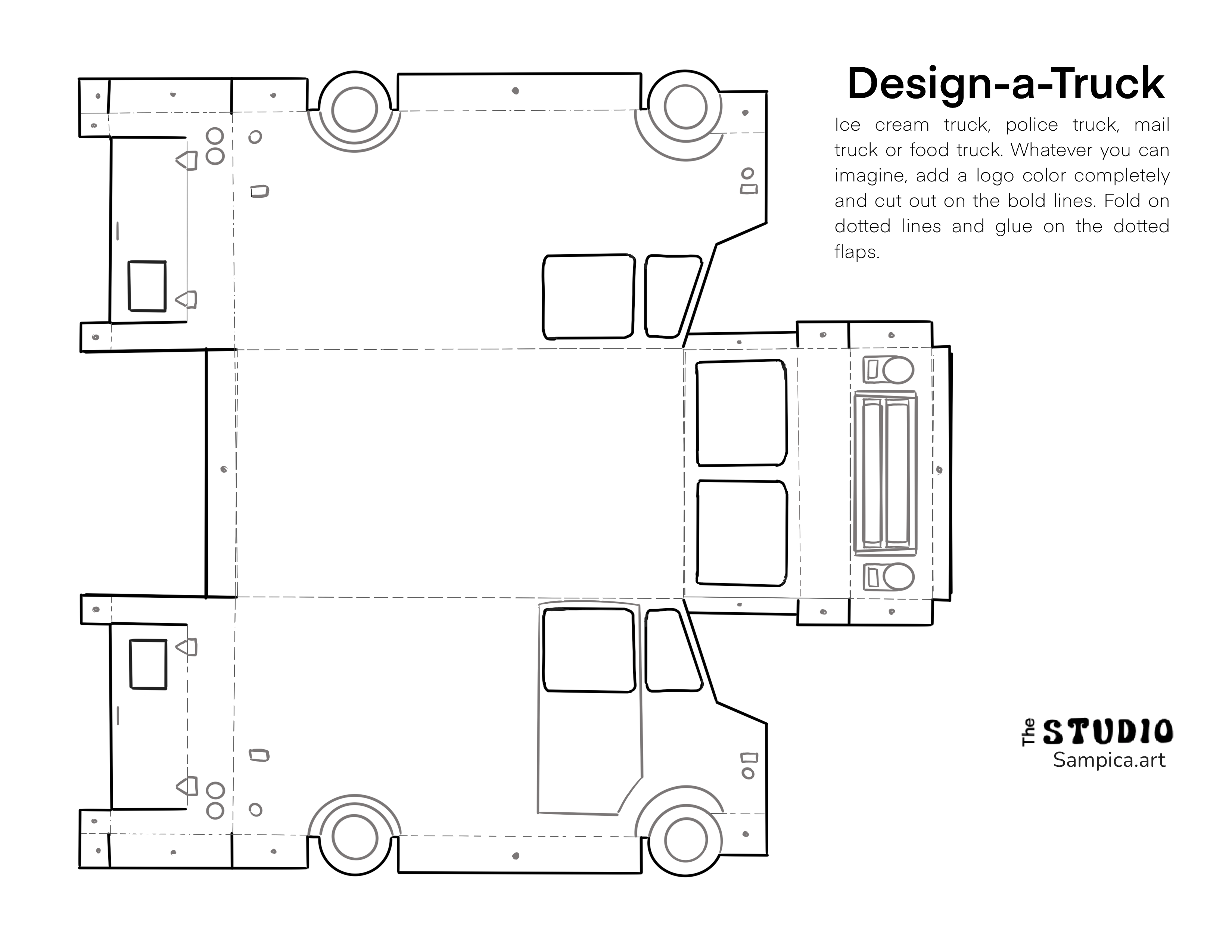 Paper sculpture truck template