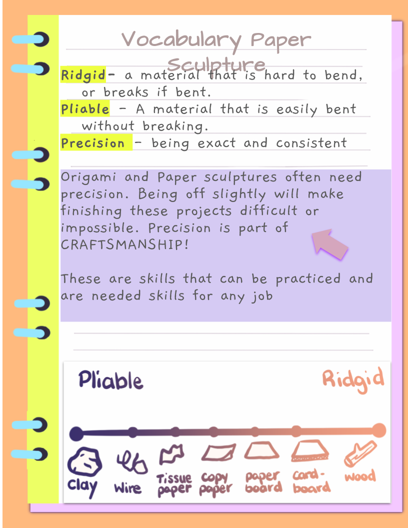 Paper sculpture vocabulary 1
